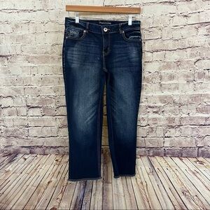 Maurices Blue Mid Rise Raw Hem Crop Jeans